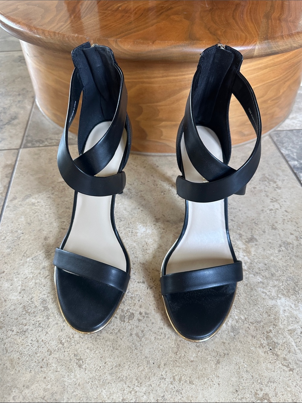 Kenneth Cole Black Crisscross Ankle-Strap Heels